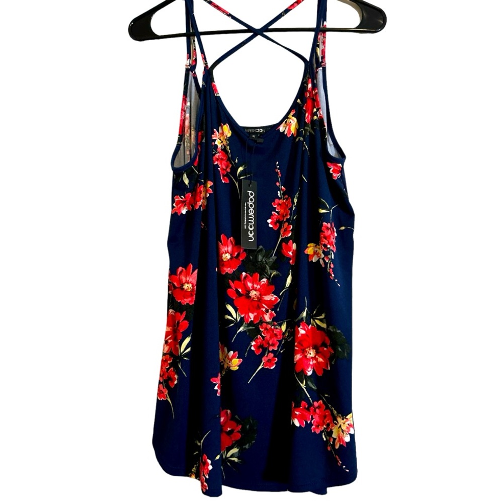NEW WITH TAGS! stitch fix find! PaperMoon floral tank with navy background. 1X